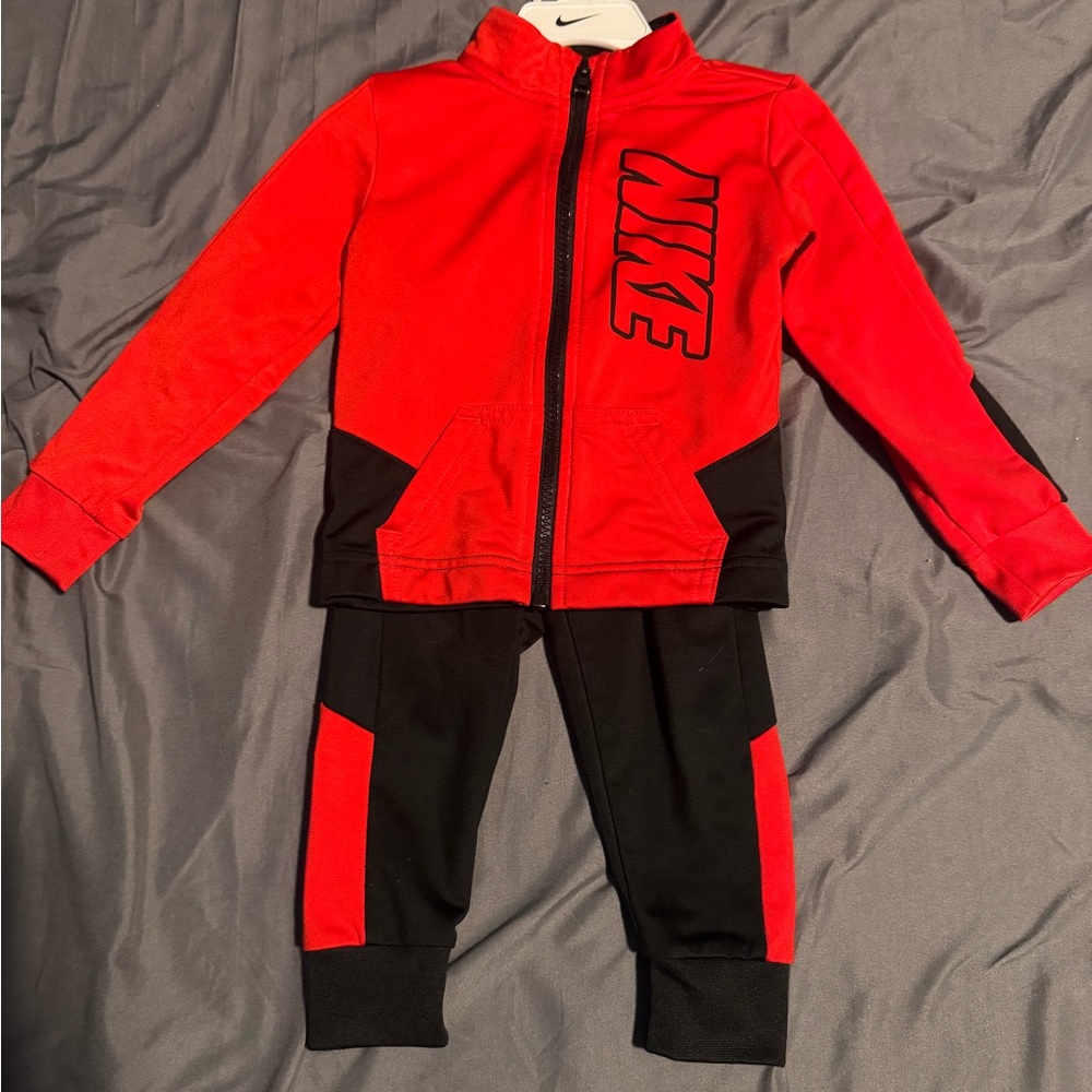 Nike Kids Red and Black Tracksuit